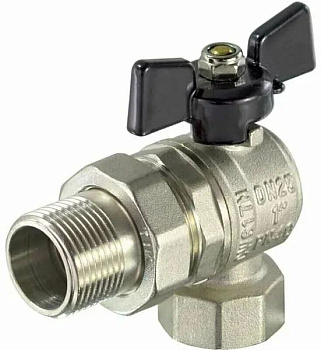 Кран шаровой угловой TIM PN40 DN-15 усил ВхН с удлинителем, черн баб(FM1/2" американка),никел[18/72]