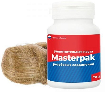 Комплект паста уплотнительная Masterpak вода/пар, 70 г + лён [5/90]